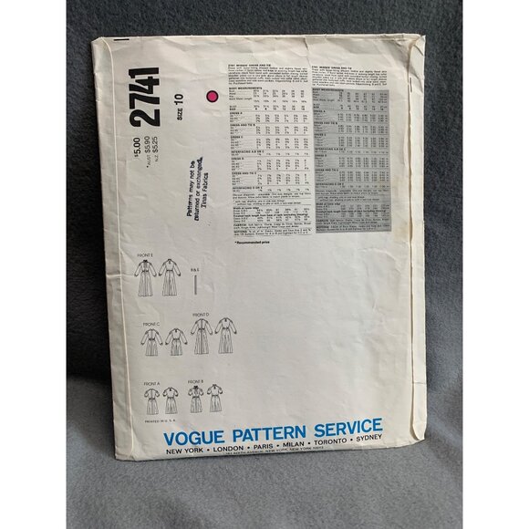 Vogue Misses Dress Sewing Pattern Sz 10 2741 - Picture 2 of 3